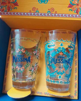 Set composto da due bicchieri Birra Messina 
