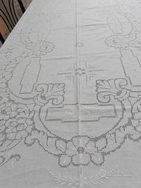 tovaglia di lino ricamato sfilato siciliano 