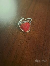 anello argento regolabile corallo 