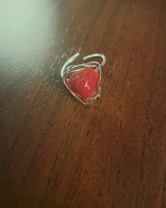 anello argento regolabile corallo 