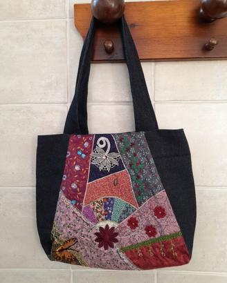 borsa in tessuto denim