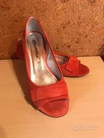 Superga decollete’open toe corallo 38
