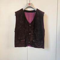 Vintage Gilet Scamosciato Uomo Marrone 