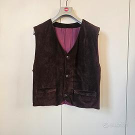 Vintage Gilet Scamosciato Uomo Marrone 