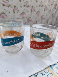 Coppia bicchieri Nutella vintage serie proverbi 