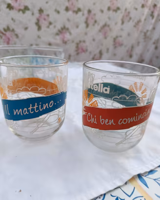 Coppia bicchieri Nutella vintage serie proverbi 
