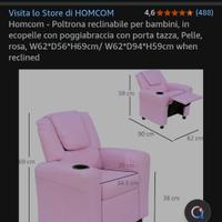 Poltroncina reclinabile ecopelle rosa