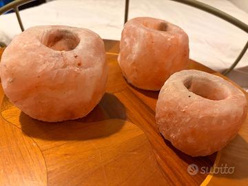 Set 3 Porta Candele/Lumini in Sale Himalayano