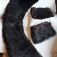 Collo e polsi in pelliccia visone scuro. Vintage