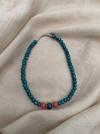 Bracciale doppio giro con perline blu