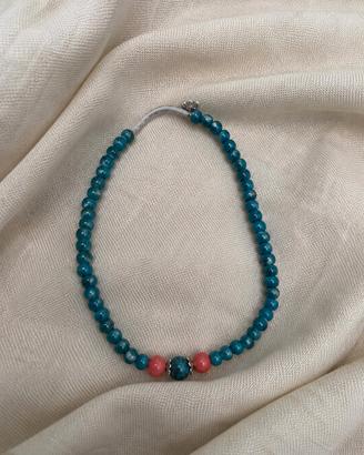 Bracciale doppio giro con perline blu