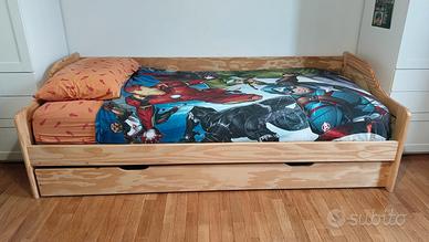 Letto una piazza con secondo letto cassettone