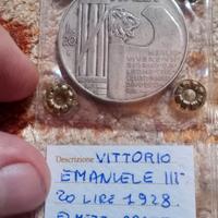 20 lire 1928 regno d'Italia Vittorio Emanuele 3 