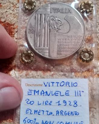 20 lire 1928 regno d'Italia Vittorio Emanuele 3 