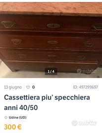 Cassettiera anni 50