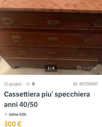 Cassettiera anni 50