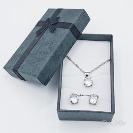 collana orecchini argento zirconi brillante donna