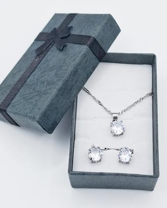 collana orecchini argento zirconi brillante donna