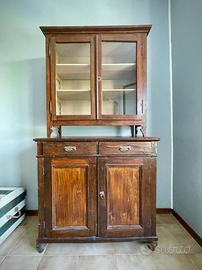 CREDENZA A VETRINA DUE ANTE MADIA DA CUCINA '800