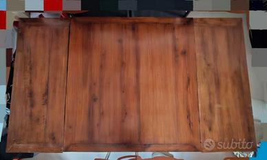 Tavolo quadrato allungabile XIX sec. noce massello