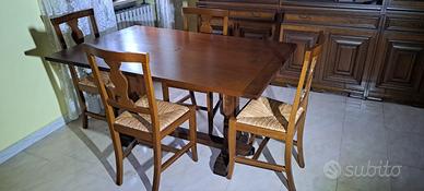 Tavolo fratino allungabile in legno + 6 sedie '70