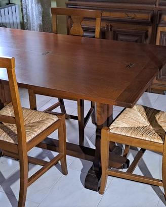 Tavolo fratino allungabile in legno + 6 sedie '70
