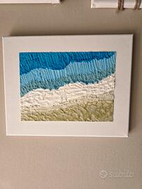 Quadro  Metrico 3D  Mare Dipinto Textura Japandi 