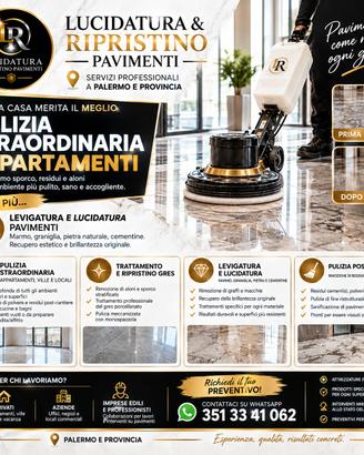 pulizie appartamen  ,lucidatura pavimenti  Palermo