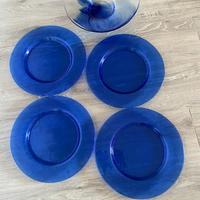 🔥 Set vetro blu elegante – centrotavola + 4 piatt