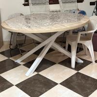 Tavolo NUOVO rotondo quercia e bianco 150 cm x 80