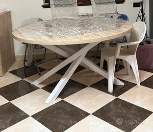 Tavolo NUOVO rotondo quercia e bianco 150 cm x 80