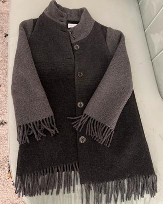 Giaccone in lana di colore grigio chiaro e scuro