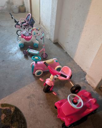 auto, triciclo, monopattino.