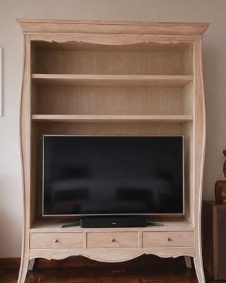 libreria e porta tv in legno massello 