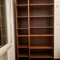 Ampia libreria ben tenuta con scrivania e cassetti