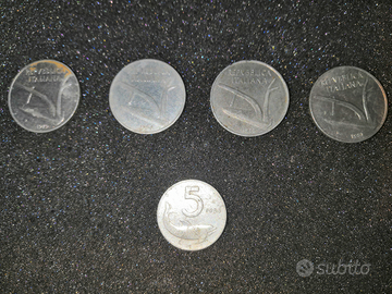 10 lire e 5 lire monete italiane