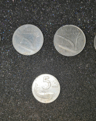 10 lire e 5 lire monete italiane