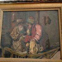 dipinto antico su tela con cornice 