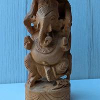 Statua indiana di Ganesh legno intagliato a mano