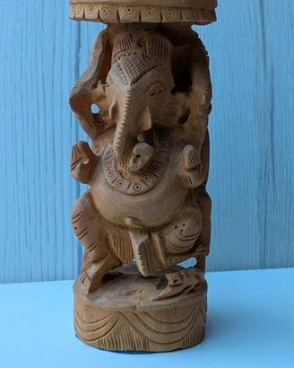 Statua indiana di Ganesh legno intagliato a mano