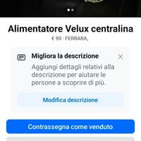 alimentatore centralina Velux