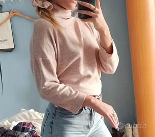 Maglione Stradivarius Rosa Cipria a Collo Alto