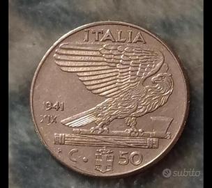 Moneta da 50 centesimi di Lira del 1941 Italia 