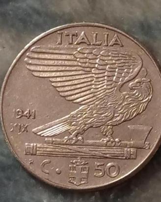 Moneta da 50 centesimi di Lira del 1941 Italia 