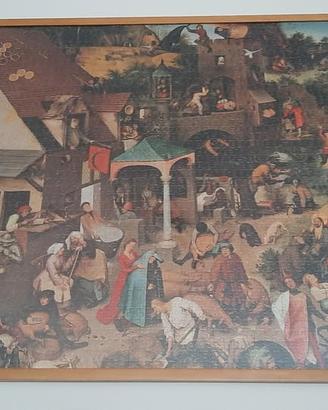 quadro puzzle incorniciato Brueghel proverbi