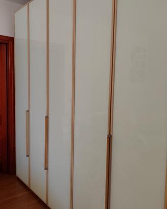 armadio con ante a vetro opaco