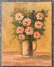 Tela ad olio "rose rosse" di G. Zanchi
