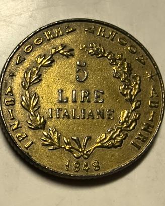 Replica 5 Lire 1848.