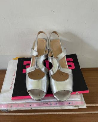 Sandali Argento Peep-Toe n. 41