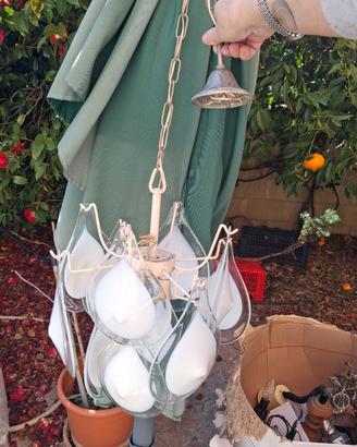 lampadario con gocce in murano